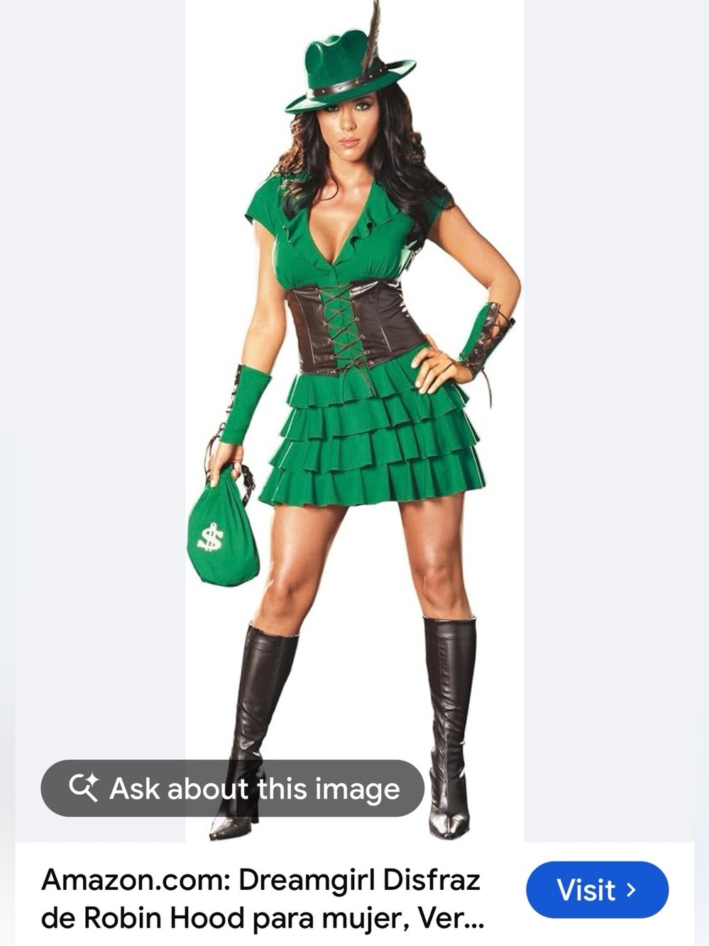 #3307**Dreamgirl Green Robyn Da Hood Costume Set